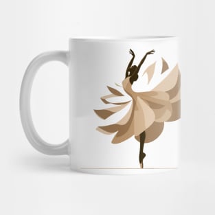 Ballerina in a golden tutu dancing in the wind. Vector illustration, tiptoe dancing, ballet dance pose Mug